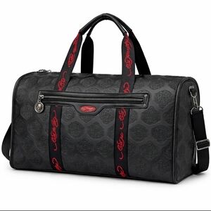 Ed Hardy Black Tiger Embossed Duffel Bag Vegan Leather Gothic Weekend Y2K NEW